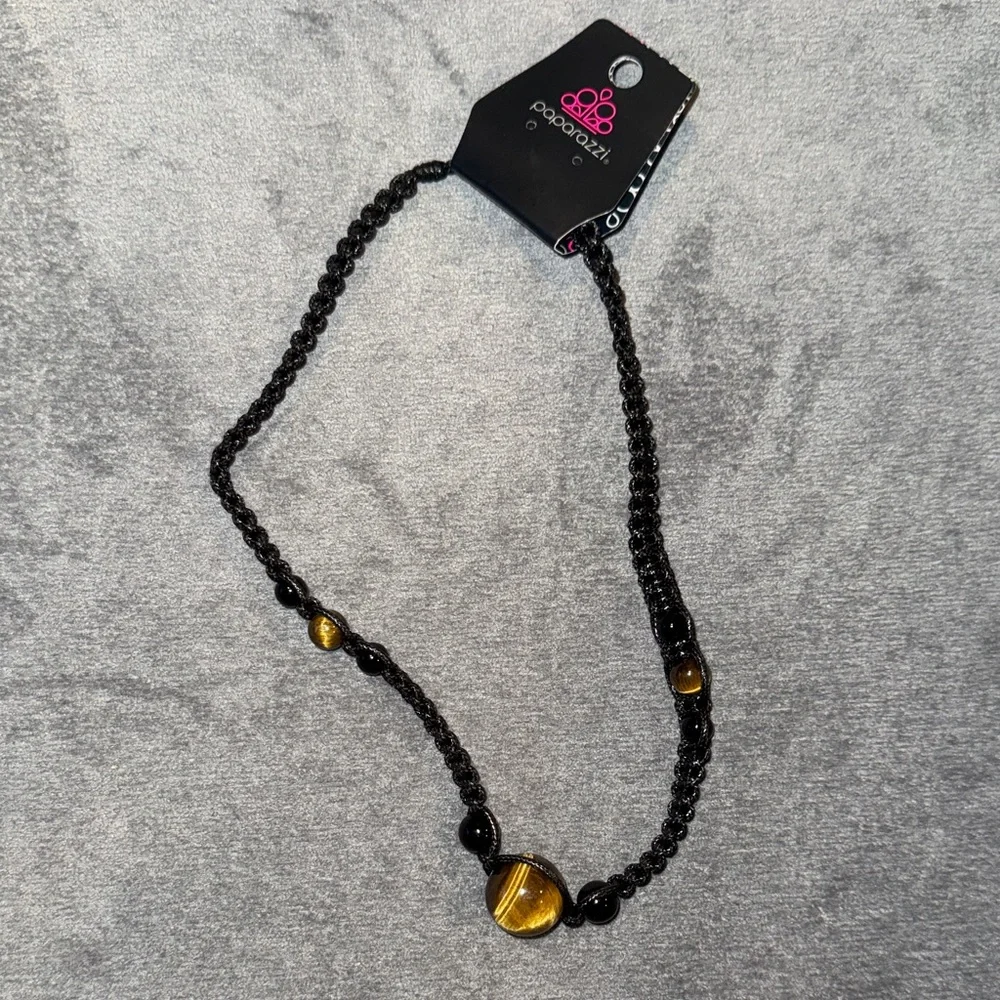 Paparazzi- NWT Black and Brown Tiger Eye Necklace Unisex - Picture 3 of 8